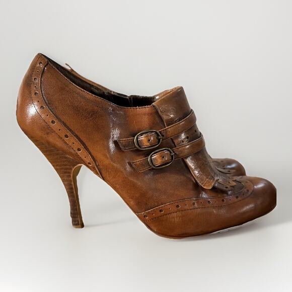 Enzo Angiolini Women's 9.5M Brown Leather Easena Ankle Side Zip Stiletto Booties - Picture 3 of 5